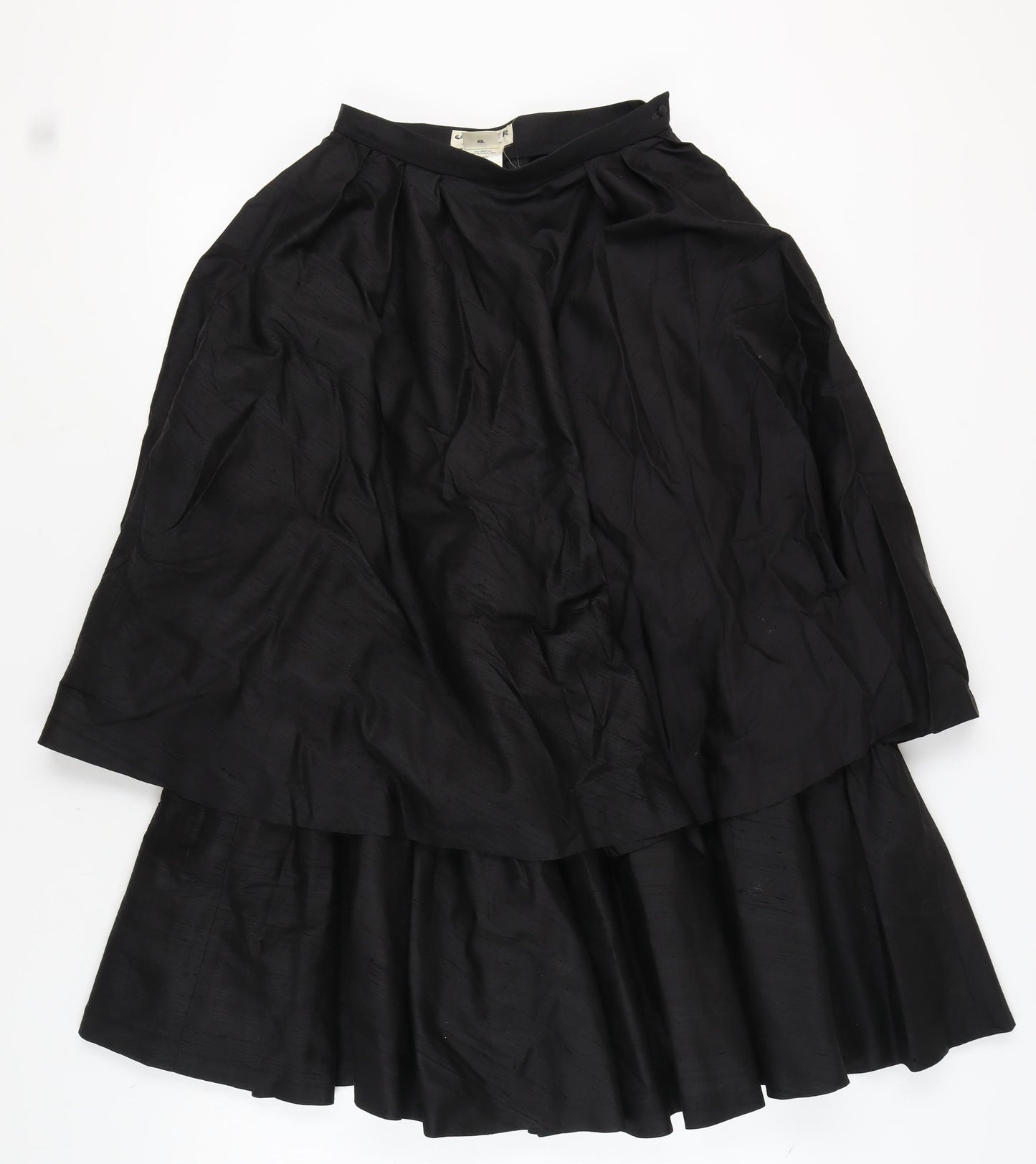 Jaeger Women's Black Silk A-Line Midi Skirt Size 8