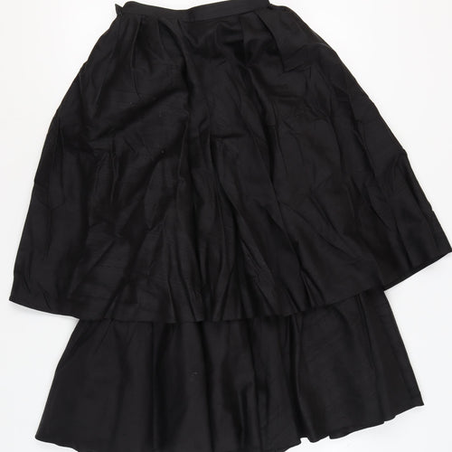 Jaeger Women's Black Silk A-Line Midi Skirt Size 8