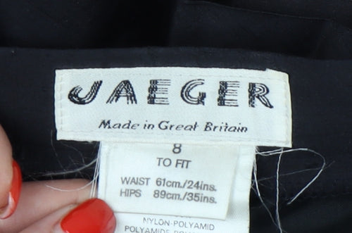 Jaeger Women's Black Silk A-Line Midi Skirt Size 8