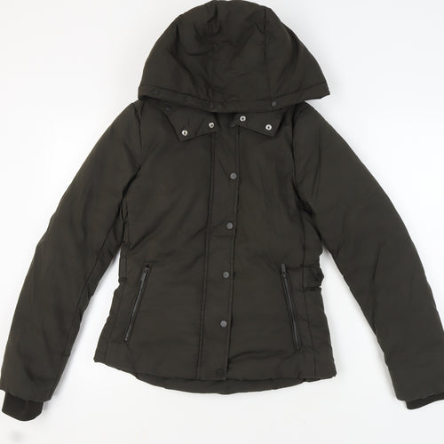 H&M Women’s Black Puffer Jacket Size 8 Hooded Winter
