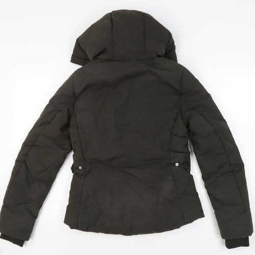 H&M Women’s Black Puffer Jacket Size 8 Hooded Winter