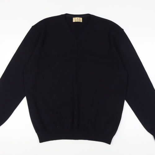 Marks and Spencer Men's Navy V-Neck Pullover Jumper L