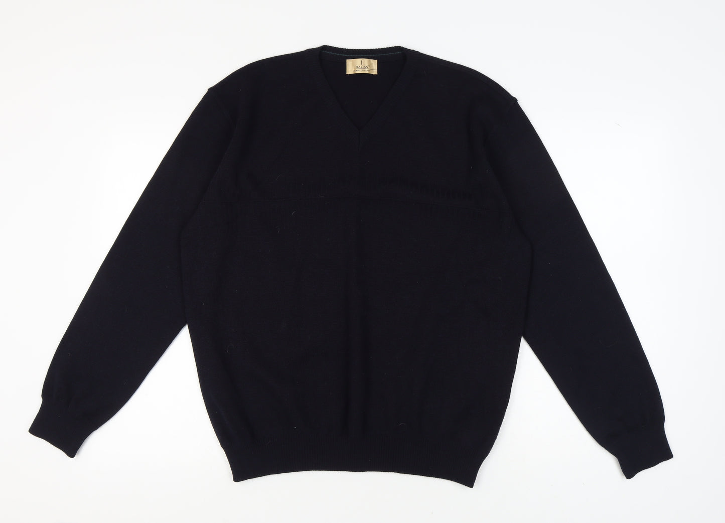 Marks and Spencer Men's Navy V-Neck Pullover Jumper L