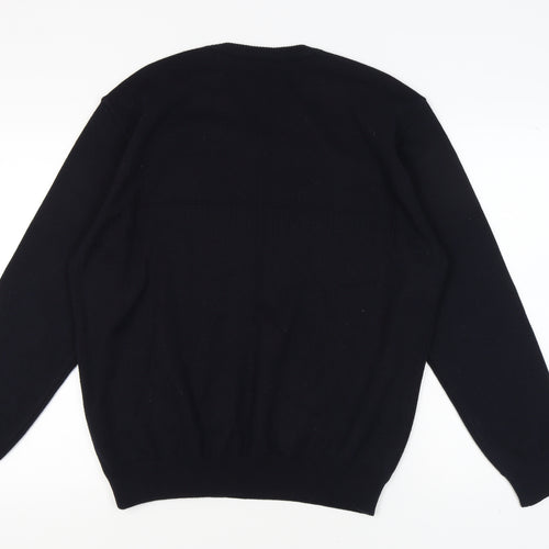 Marks and Spencer Men's Navy V-Neck Pullover Jumper L