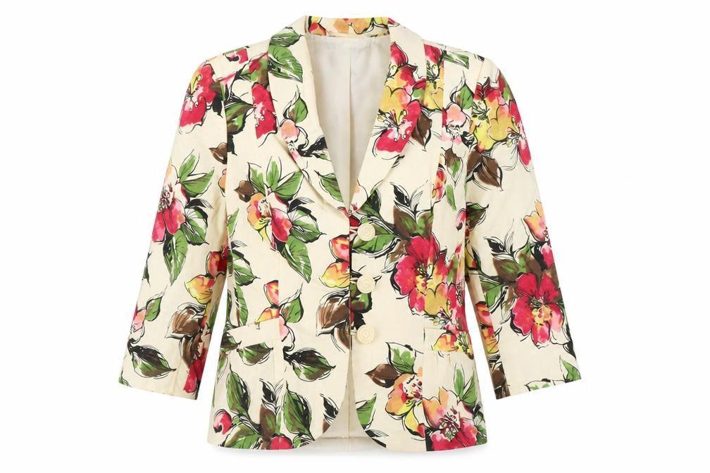Front view of Phase Eight Women’s Multicolour Floral Blazer, size UK 14