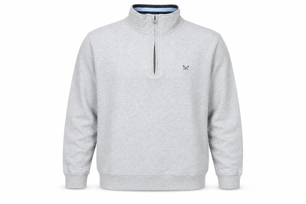Front view of Crew Clothing Grey 1/4 Zip Sweatshirt XL