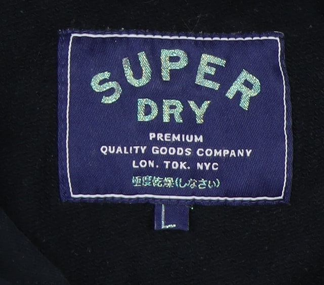 Superdry Unisex Black Pullover Hoodie L Casual