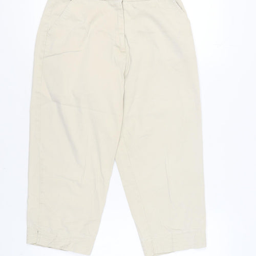 Bonmarché Women Beige Trousers Size 12 Cotton Casual