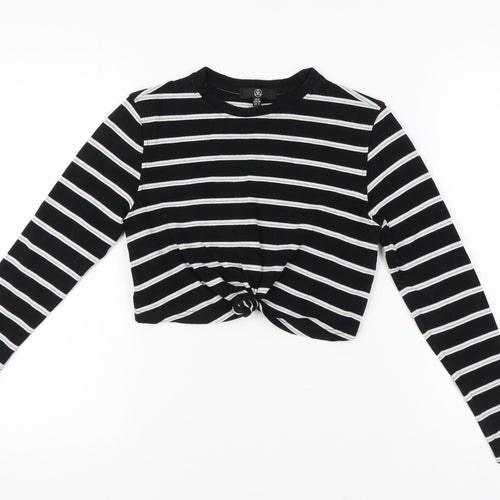 Missguided Women's Black Striped Cropped Top - Size 8