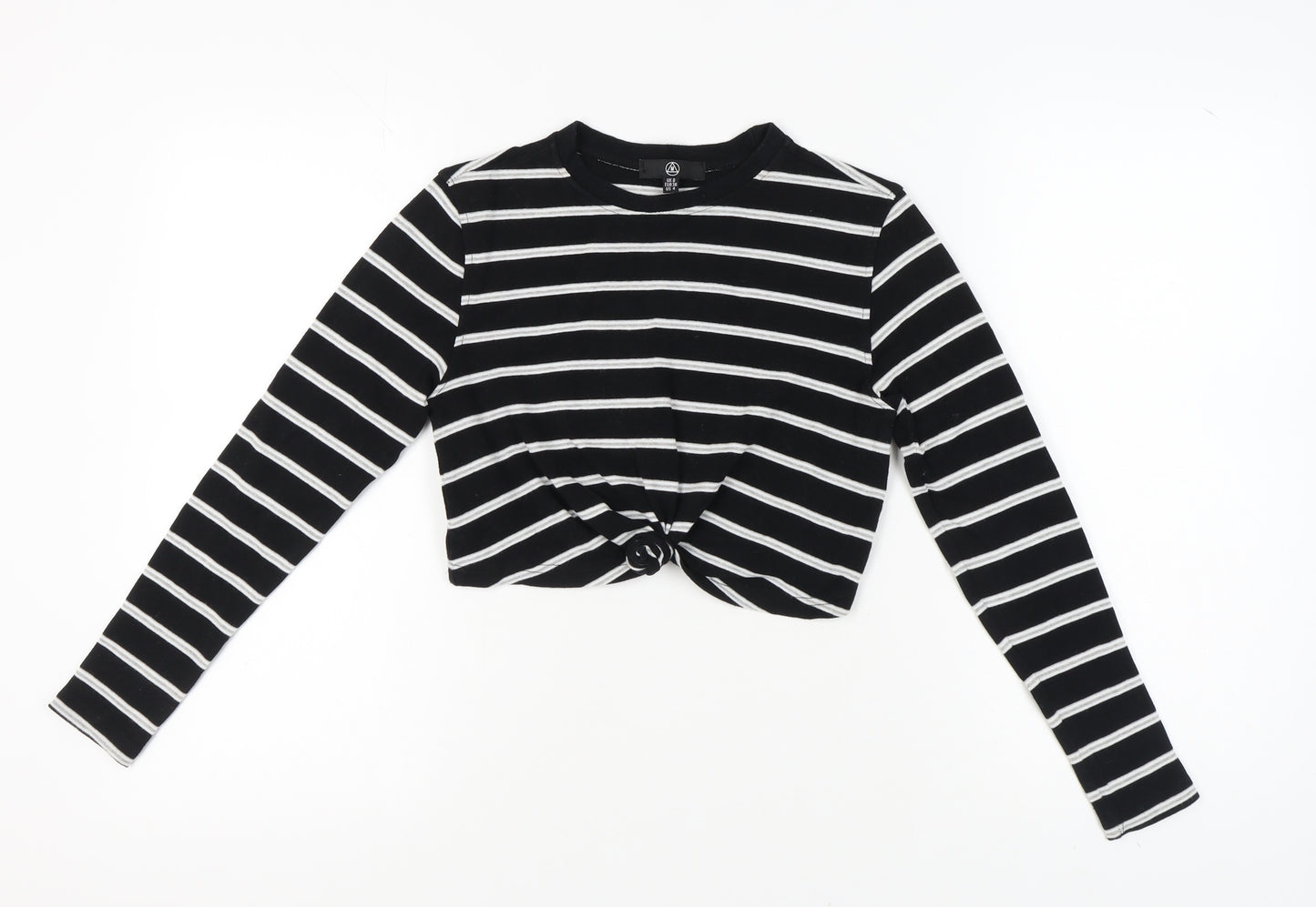 Missguided Women's Black Striped Cropped Top - Size 8