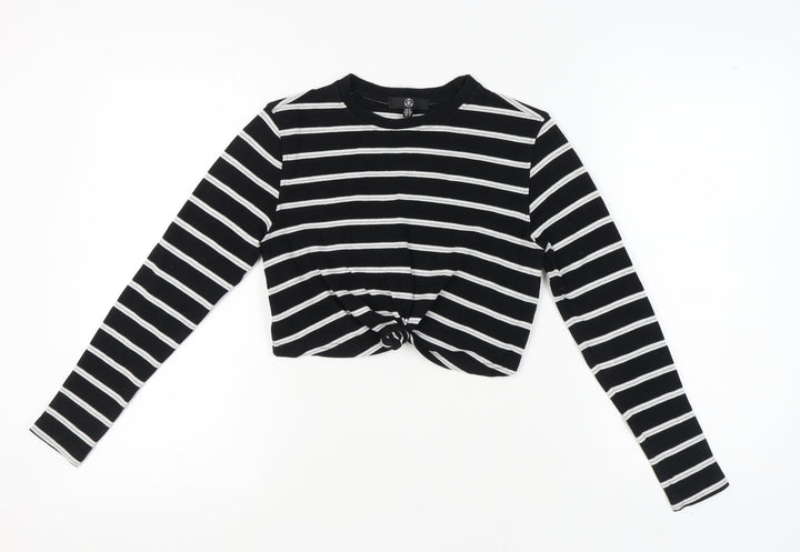 Missguided Women's Black Striped Cropped Top - Size 8