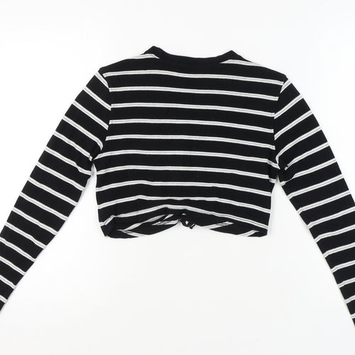 Missguided Women's Black Striped Cropped Top - Size 8