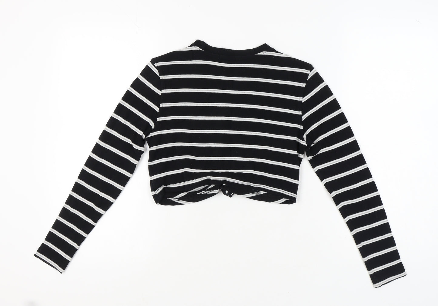 Missguided Women's Black Striped Cropped Top - Size 8
