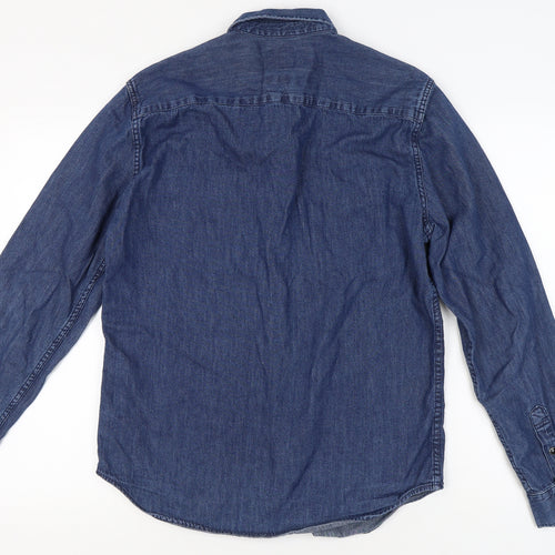 GAP Men's Blue Denim Shirt, Slim Fit, Medium, Casual Button-Up