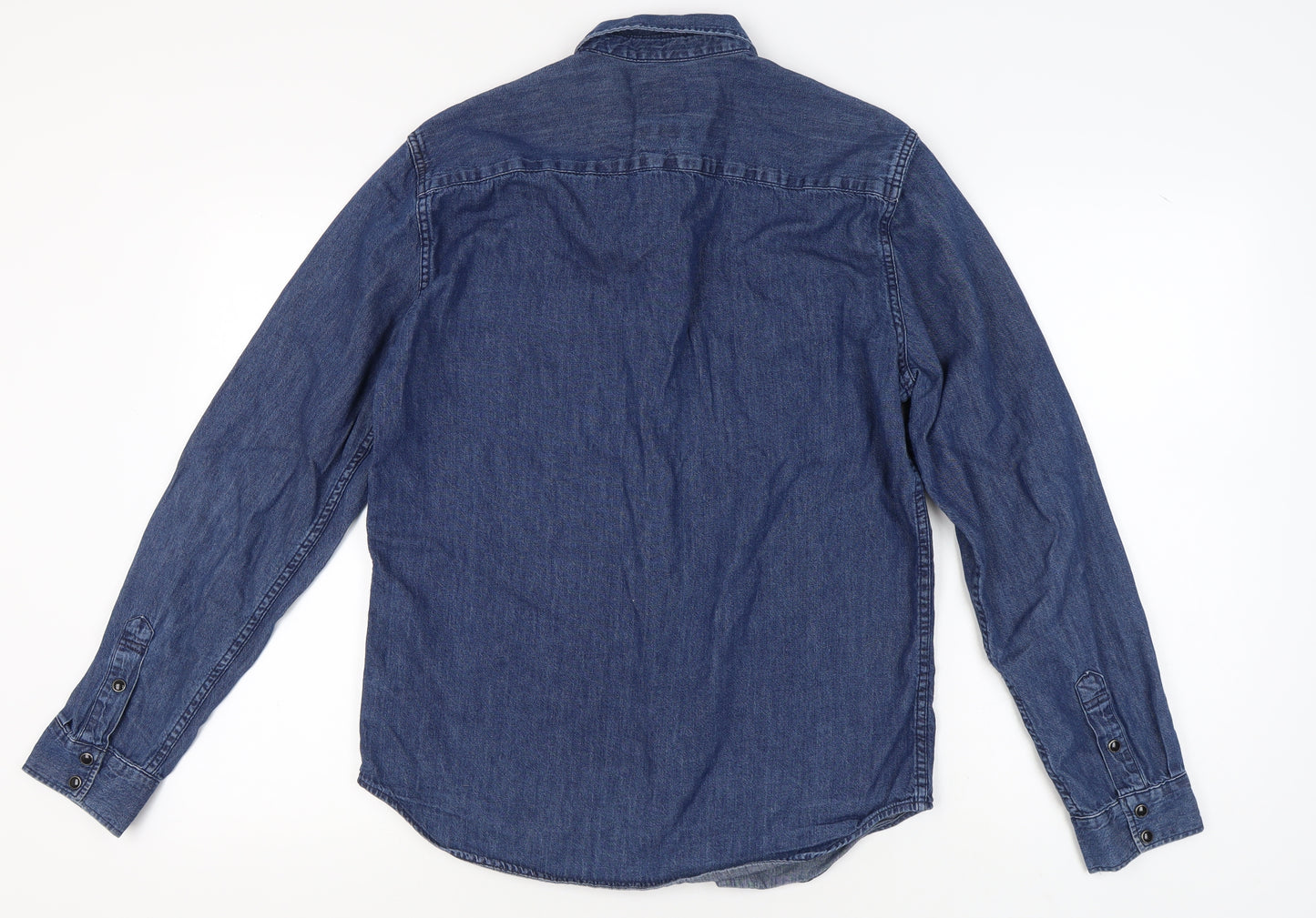 GAP Men's Blue Denim Shirt, Slim Fit, Medium, Casual Button-Up