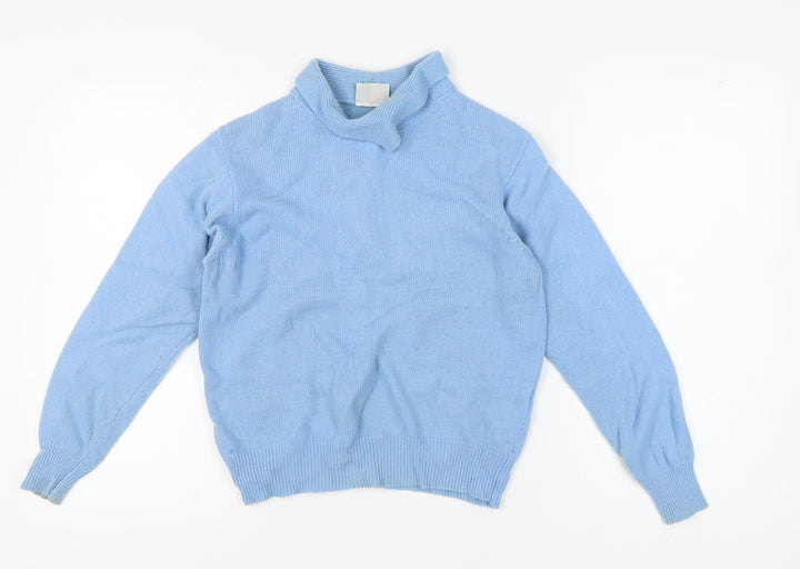 Poppy Women's Blue Mock Neck Pullover Jumper Size 12