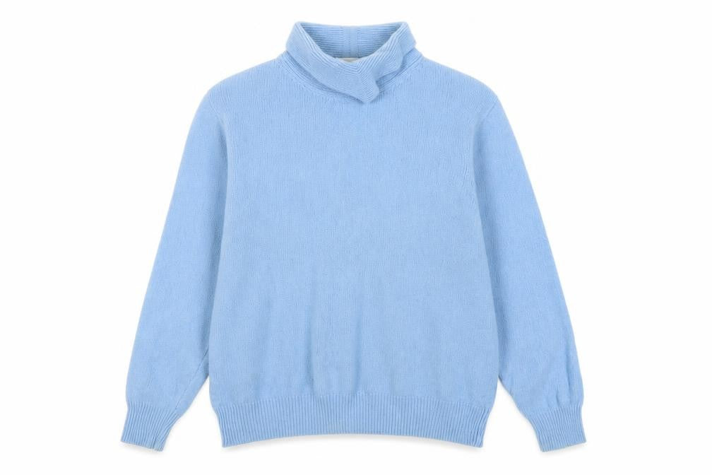 Front view of Poppy Women's Blue Mock Neck jumper, size 12