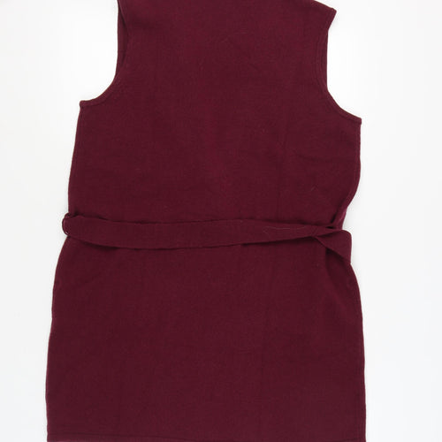 Laura Ashley Women's Red Collared Belted Vest - Size 14