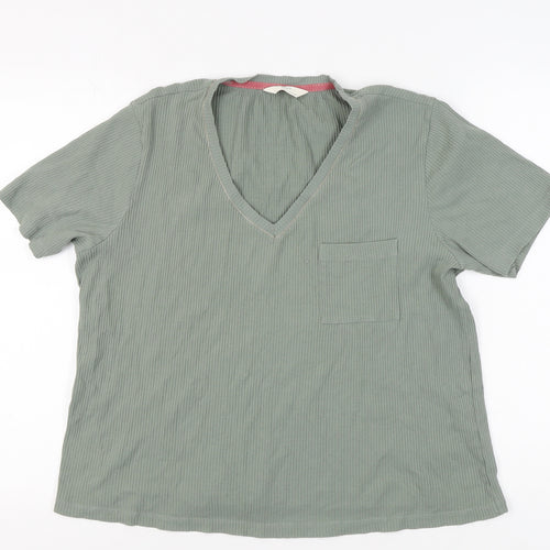 Marks and Spencer Women's Green V-Neck T-Shirt Size 14