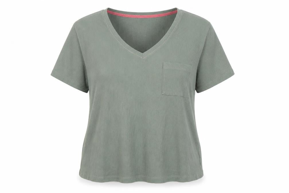 Marks and Spencer Women's Green V-Neck T-Shirt Size 14