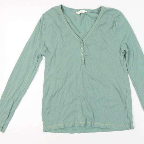 Marks and Spencer Women's Green V-Neck T-Shirt 14