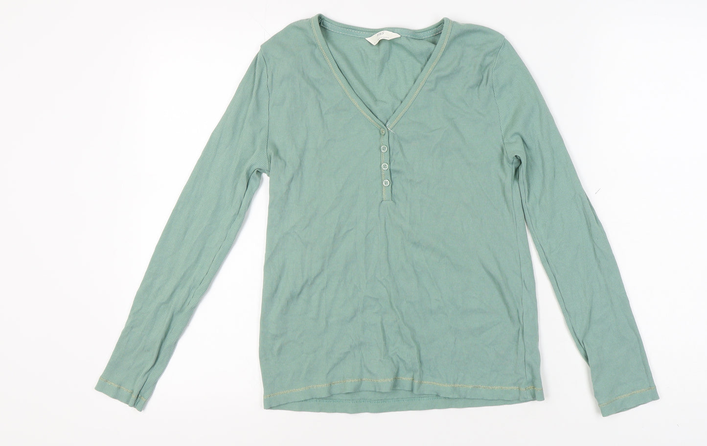 Marks and Spencer Women's Green V-Neck T-Shirt 14