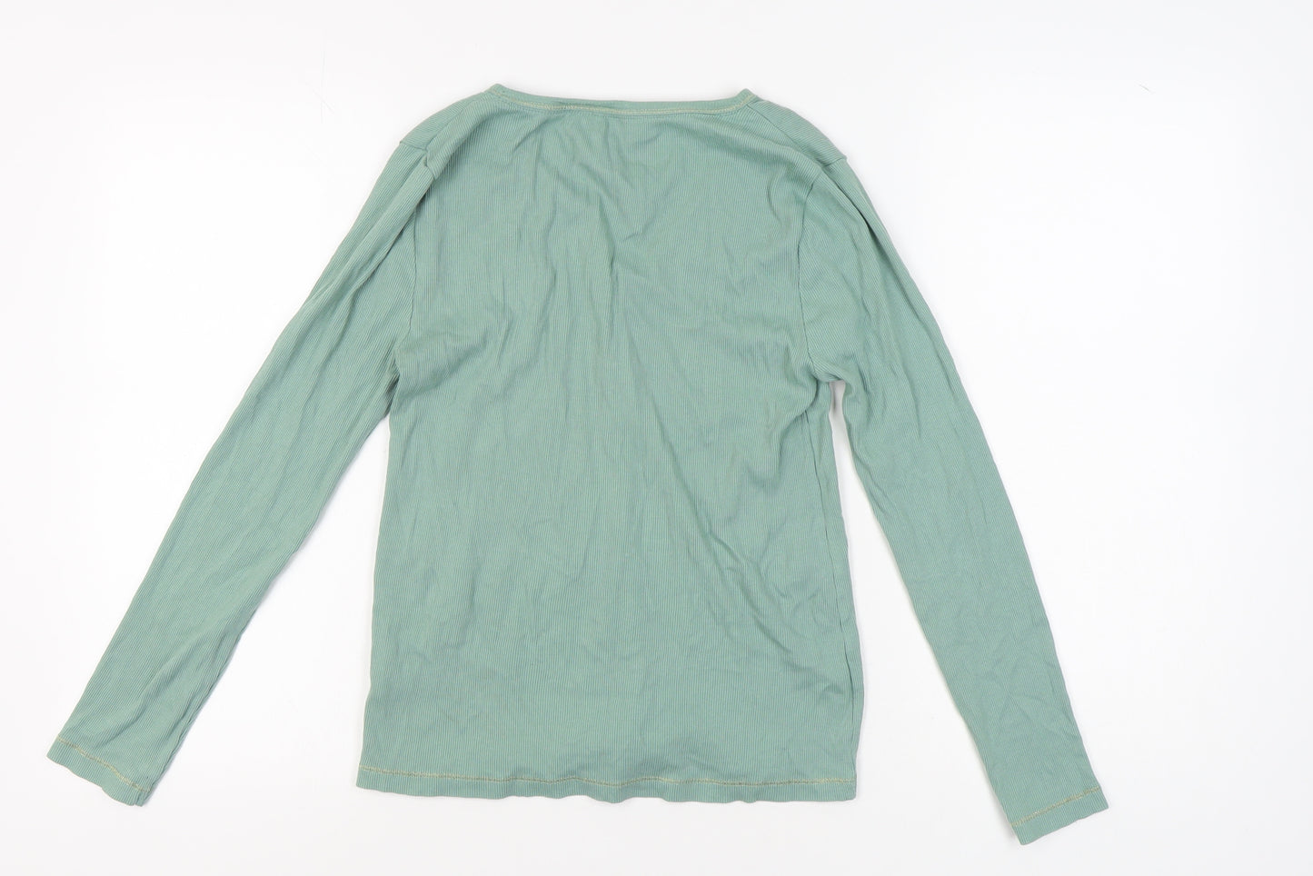 Marks and Spencer Women's Green V-Neck T-Shirt 14