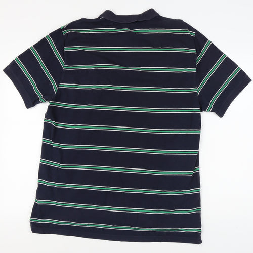 Next Men's Blue Striped Polo - XL, Cotton