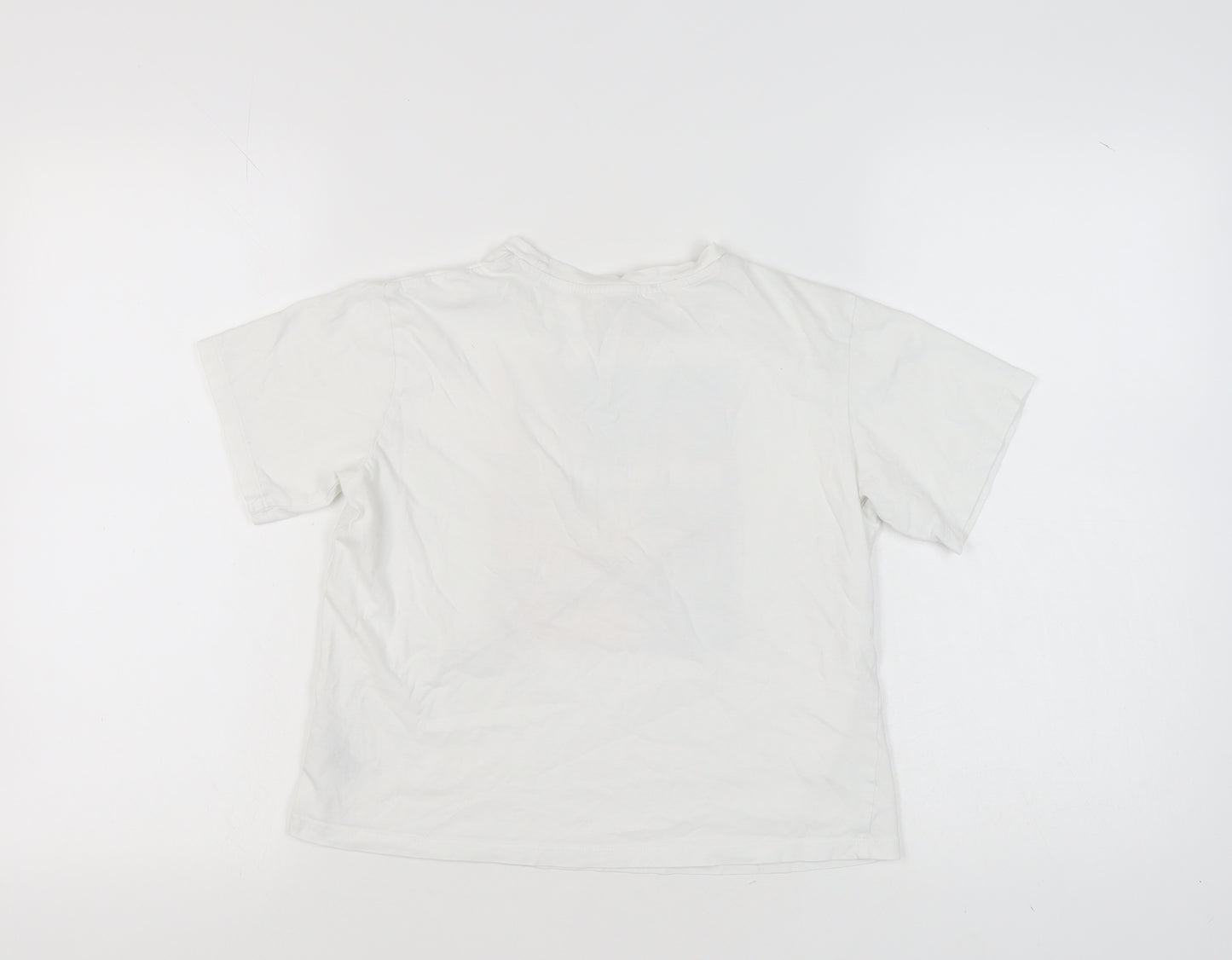 H&M Girls White Adventure Graphic T-Shirt 8-10 Years