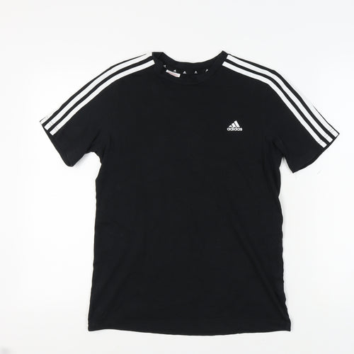 Adidas Boys Black T-Shirt, Size 13-14, Sports Style