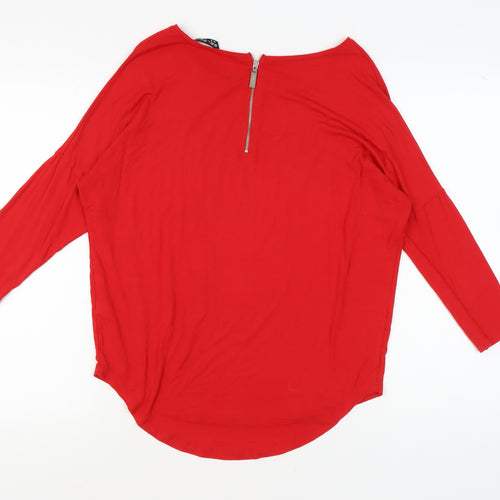 Select Women's Red Boat Neck 3/4 Sleeve T-Shirt Size 8