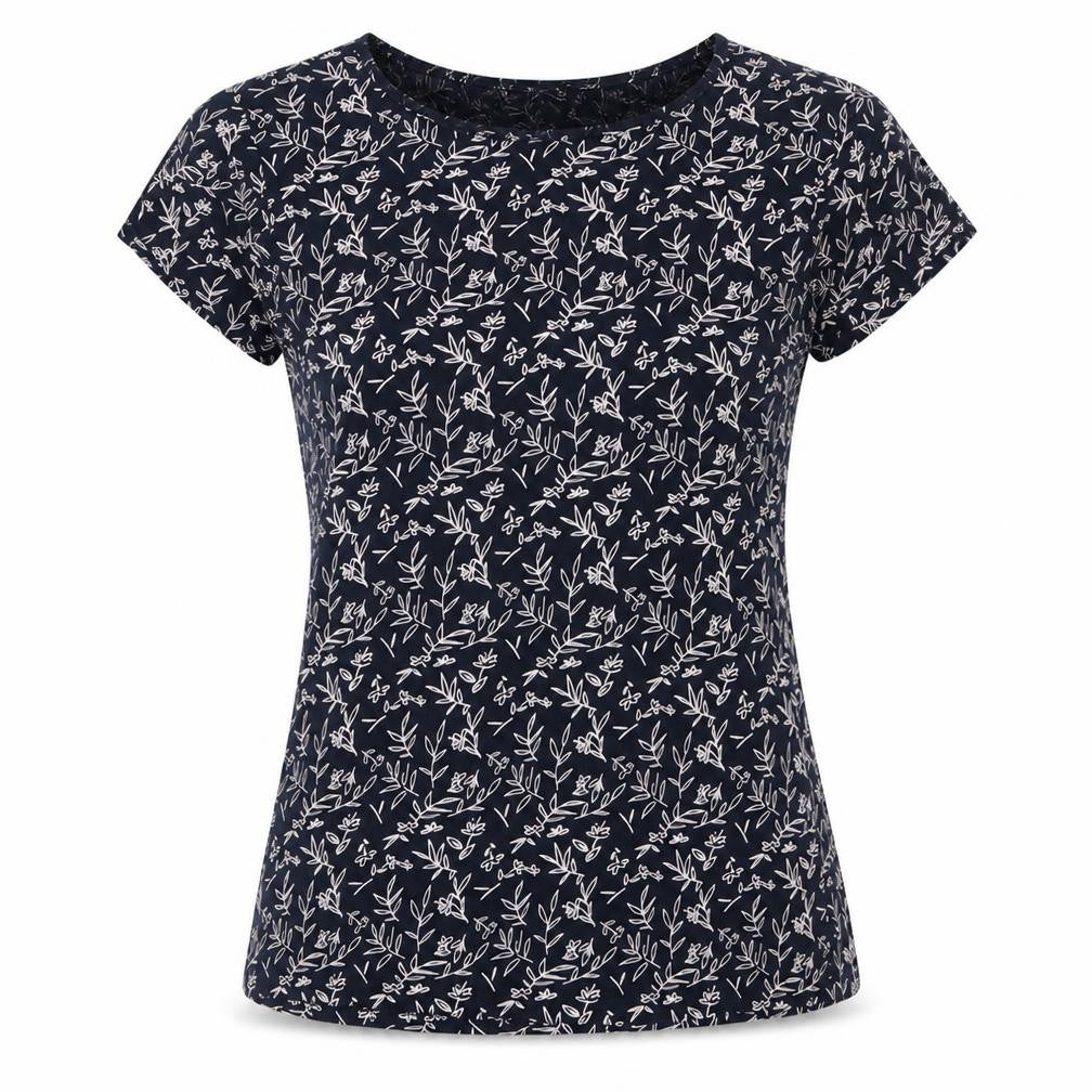Front view of Mango Women's Black Floral T-Shirt -, size S