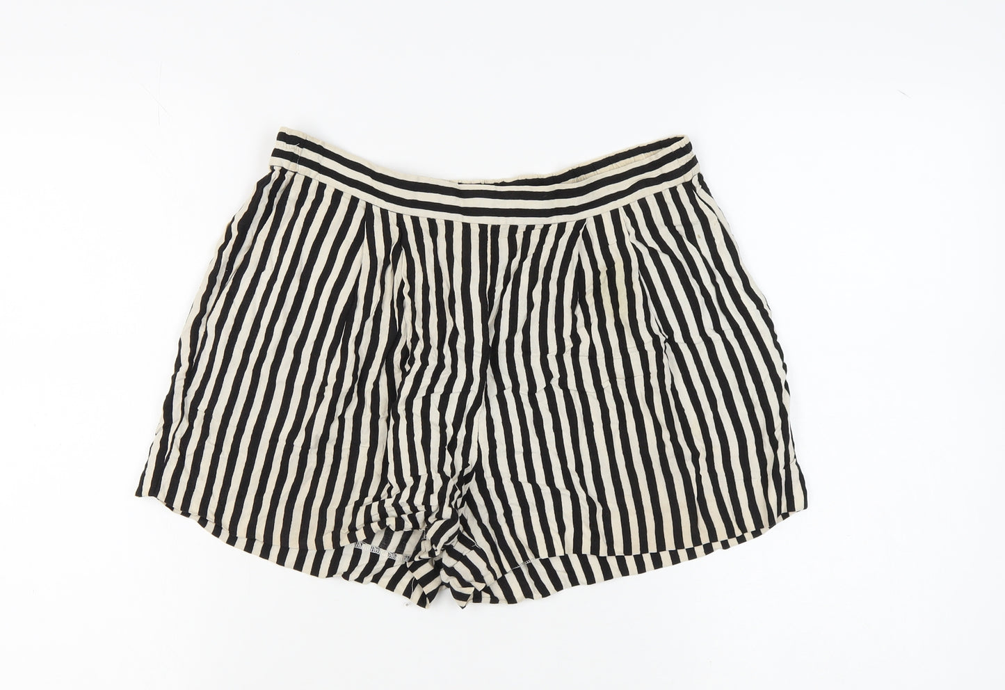 H&M Women's Black Striped Shorts Size 10