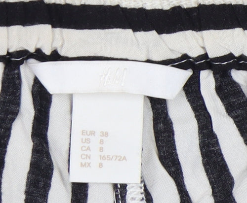 H&M Women's Black Striped Shorts Size 10