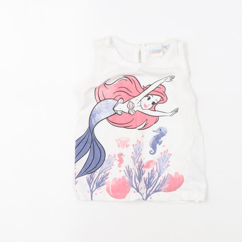 Disney Girls White Little Mermaid T-Shirt 9-12 Months