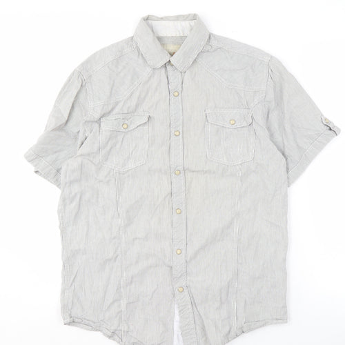Jordan Craig Men's Grey Striped Button-Up Shirt M