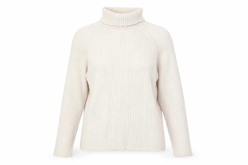 Front view of Debbie Morgan Women's Beige Roll Neck Jumper L