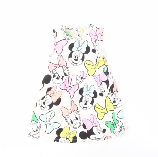 Front view of Disney girls’' multicoloured minnie mouse a-line dress, 9-12 months
