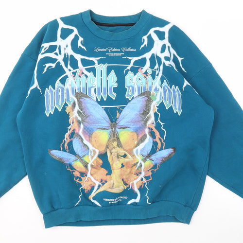 BoohooMAN Blue Men's M Graphic Pullover Sweatshirt