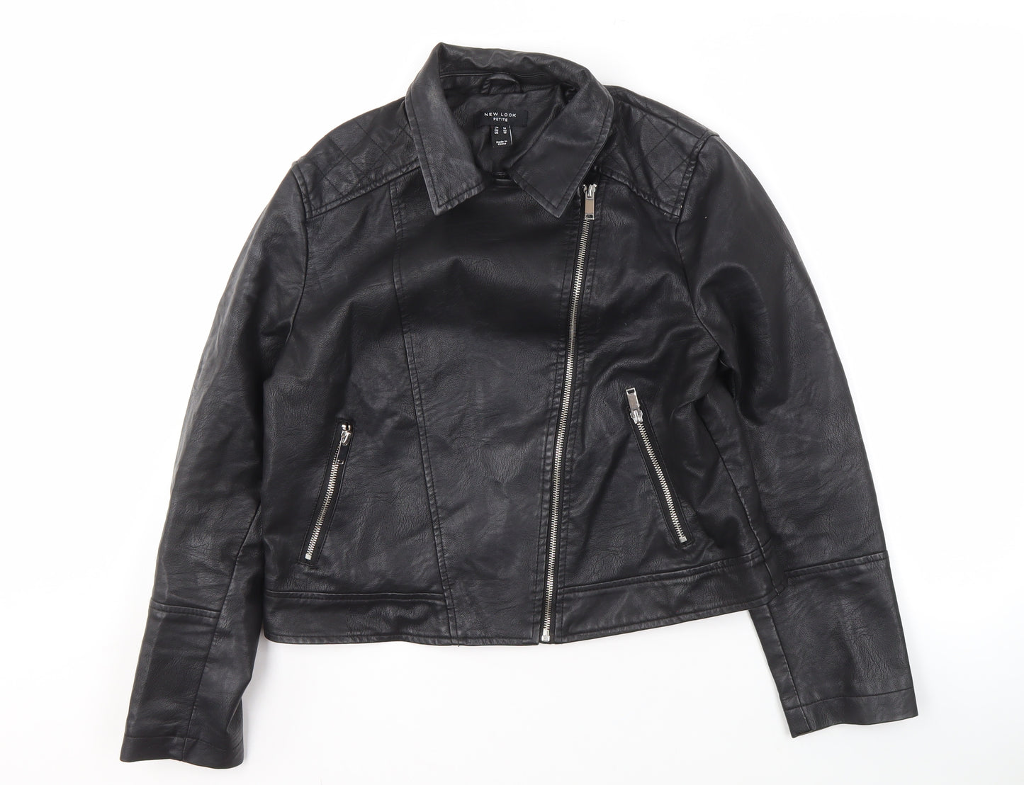 New Look Women's Black Biker Jacket in Size 14 Petite