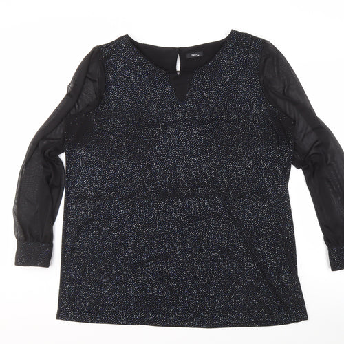 M&Co Women's Black Party Blouse, Size 20, Glitter Accents
