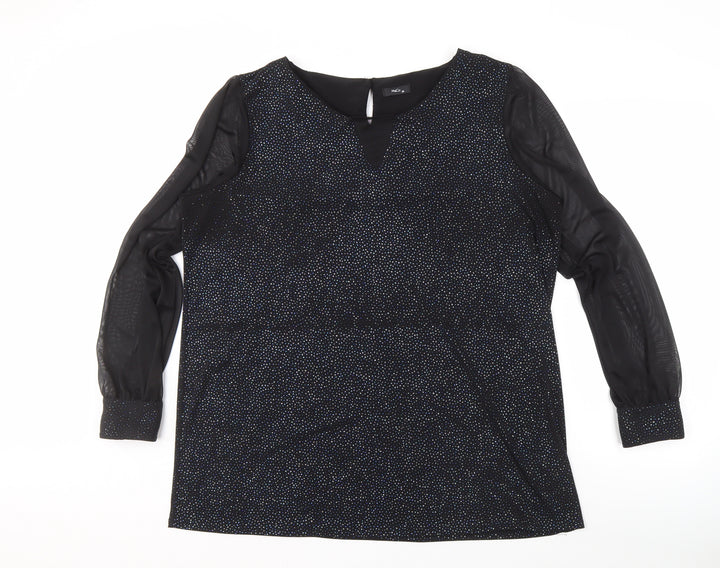 M&Co Women's Black Party Blouse, Size 20, Glitter Accents
