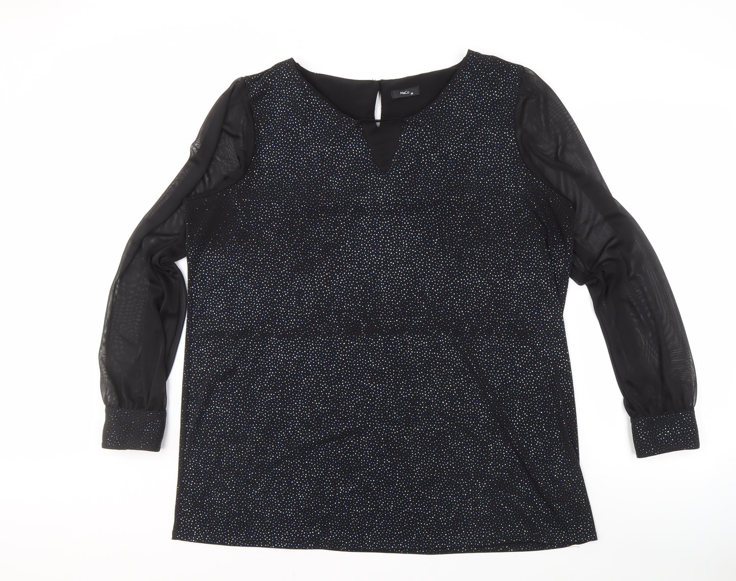 M&Co Women's Black Party Blouse, Size 20, Glitter Accents
