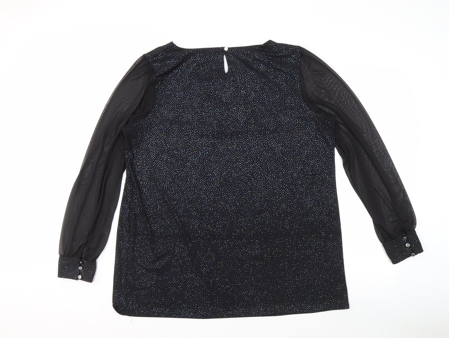 M&Co Women's Black Party Blouse, Size 20, Glitter Accents