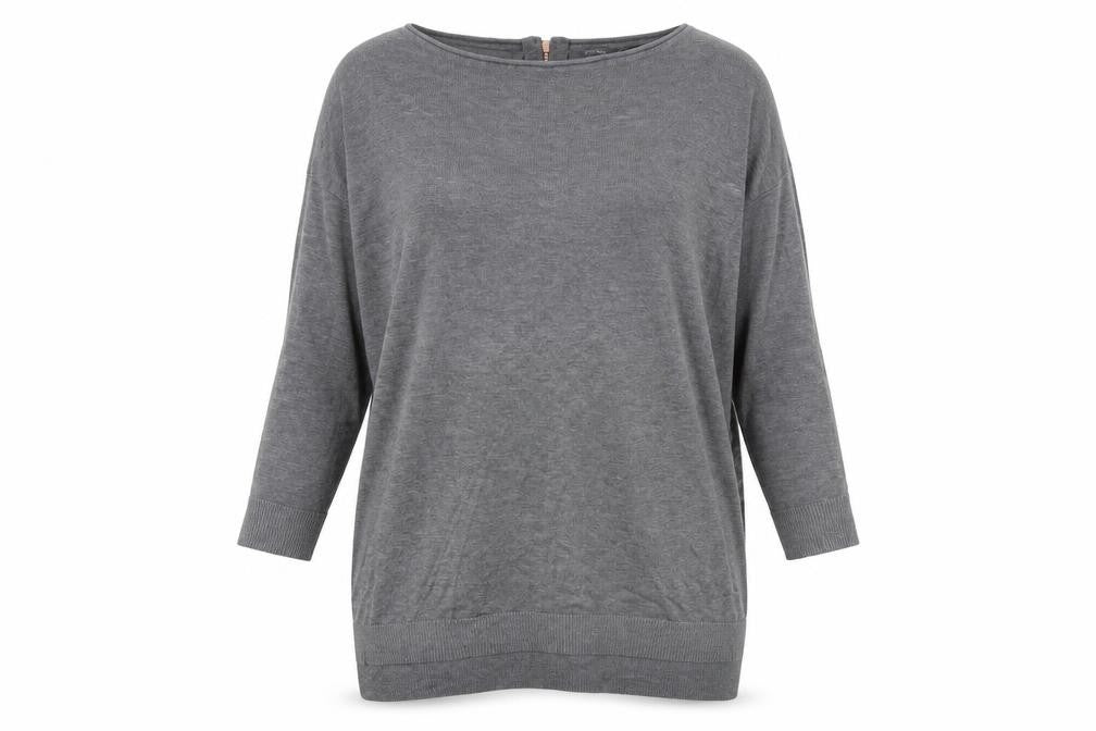 Front view of ESMARA Women's Grey Relaxed Jumper, size 16, Boat Neck