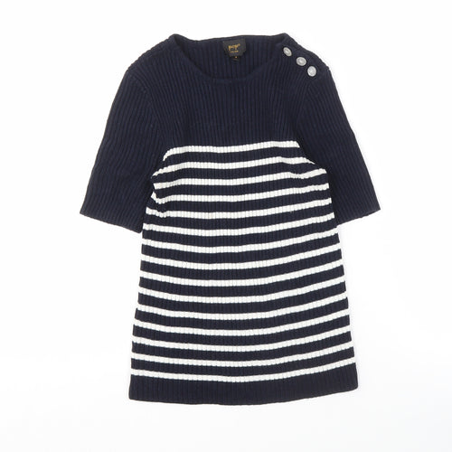 pop Women's Blue Nautical Striped Pullover Jumper Size 2