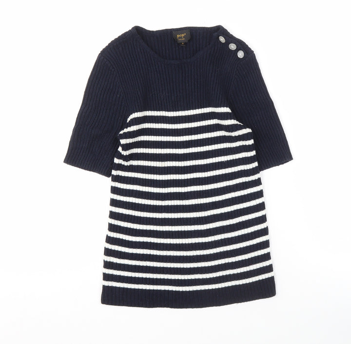 pop Women's Blue Nautical Striped Pullover Jumper Size 2
