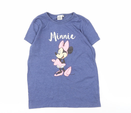 Front view of Disney girls’ blue minnie mouse t-shirt 10-11 years