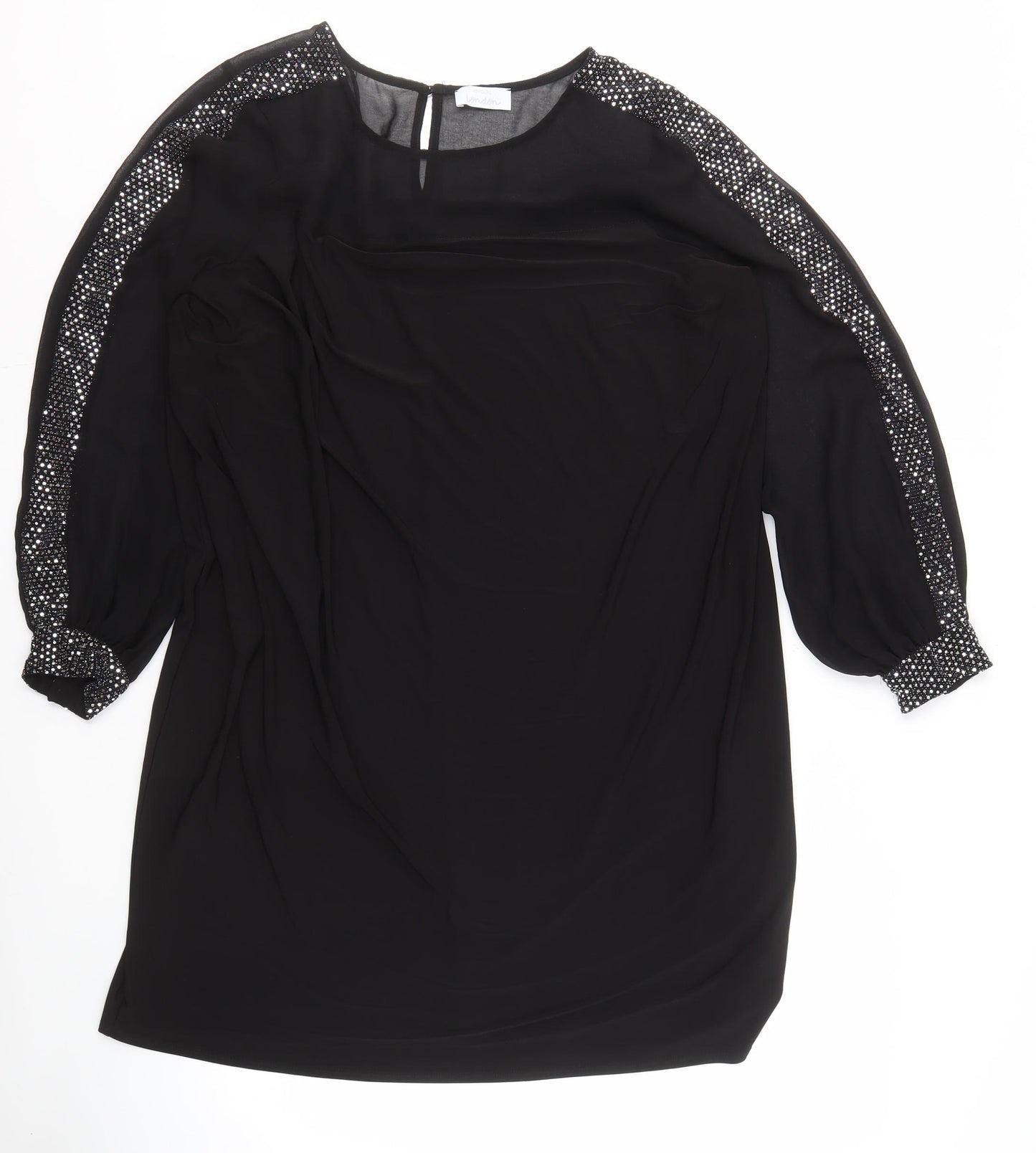 Yours Black Long Sleeve Beaded Women's Plus Size Dress