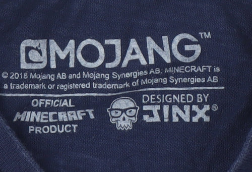 Next Boys Blue Minecraft T-Shirt 8 Years Logo Sequin